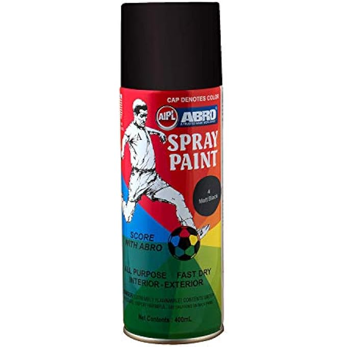 Abro SP-4 MULTIPURPOSE COLOUR SPRAY PAINT CAN FOR CARS AND BIKES (400ML, MATT BLACK, 1 PC) - Image 1